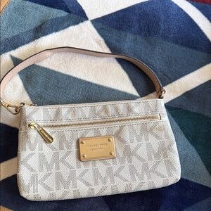 Michael Kors Beige and Gold Wristlet